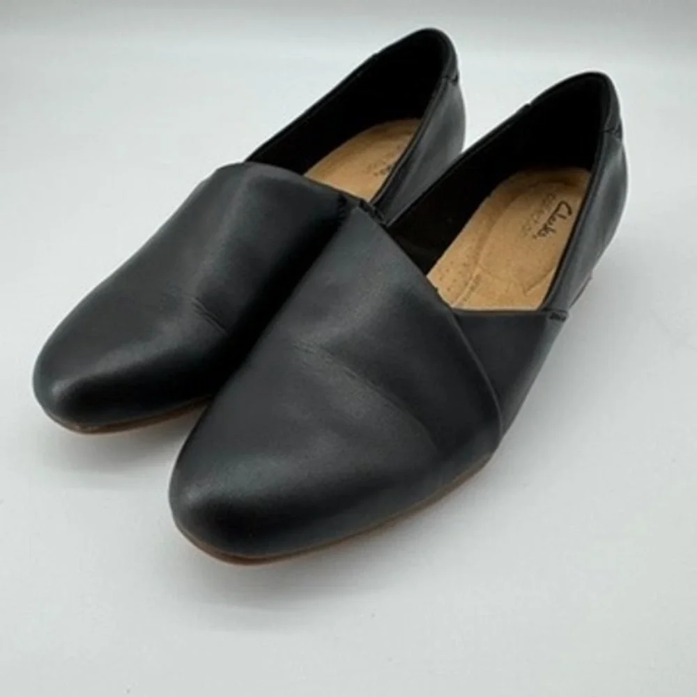 Clarks Juliet Palm Loafers 10 Wide Leather Slip On Low Block Heel Shoes Ortho